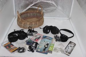 lot 225 image: Basket of Headphones and earpads