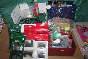 lot 271 image: Christmas DcorGift Bags, extension cords, ornament hooks and more