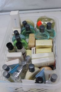 lot 348 image: Travel Shampoo, Conditioner, Soap, mouthwash and body lotion