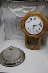 lot 403 image: Wall Clock and Light Fixture