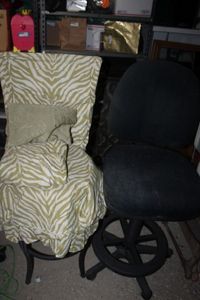 lot 414 image: two stools, two chair covers and pillow cover