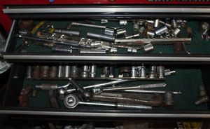 lot 37 image: Contents of Two Drawers of Sockets and Socket Wrenches as Shown
