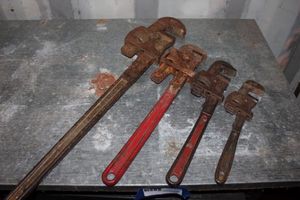 lot 27 image: Set of 4 Vintage Pipe Wrenches, all are Different sizes