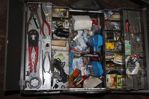 lot 184 image: Toolbox With Contents of Electric al Tools and supplies