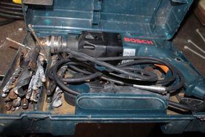 lot 189 image: Bosch Heavy Duty Corded Drill and Drill Bits in Carrystorage Case