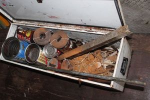 lot 165 image: Large Metal Box Of Various Scrap Matels , (more has Been Added after Photos) Heavy, will Need help to Load