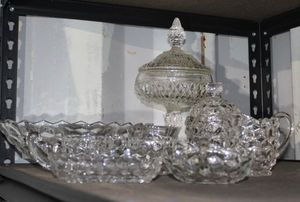 lot 94 image: Nine Pieces of Colony Glass Whitehall Pattern Clear Cubist 1964