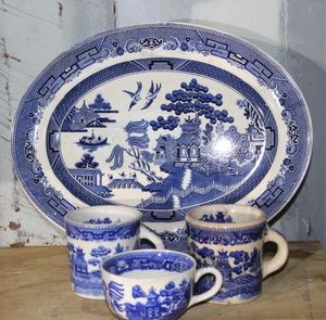 lot 103 image: Blue Willow Dishes as Shown