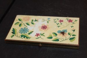 lot 213 image: Vintage Brass Volupte Cigarette Case, Floral Design