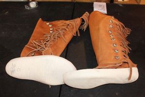 lot 251 image: Handmade Leather Womens over Calf Boots, size 7.5