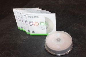 lot 254 image: Memorex Mini DVD-RW, 6 with Cases and A stack of Approx 25