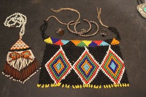 lot 275 image: Hand Beaded Necklaces and Gemstone Rings, Rings Possibly 925