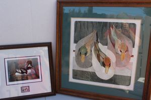 lot 105 image: M.R. Three Ducks Print autographed, and 1998 Federal Duck Stamp Print by Robert Steiner Autographed and numbered with Certificate of Authenticity
