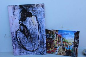 lot 122 image: Blue Nude by Pablo Picasso, and Incitation to Dine by Nicky Boehme, both reproductions