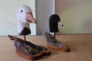lot 130 image: Wooden Duck Decoy Heads