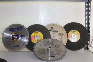 lot 109 image: Marathon, Steep Pro, and Master Saw Blades 10 and DeWalt Chop Saw Wheel