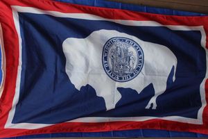 lot 165 image: Wyoming Flag Approximately 3ftx5ft