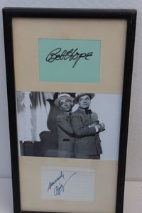 lot 107 image: Framed Bob Hope and Bing Crosby Photo and Autographs