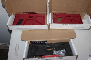 lot 187 image: Polymer 80 Compact Jig, Polymer 80 Standard Jig and Polymer 80 Single Stack blank Cobalt