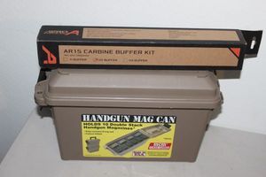 lot 220 image: AR15 Carbine buffer kit and handgun mag can