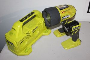 lot 244 image: Ryobi Multi battery charger and two Lights