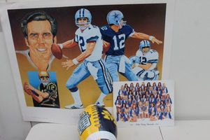 lot 261 image: Cowboys poster, Cowboys cheerleaders picture and ceramic football bank