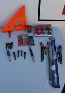lot 281 image: Variety of Screw Bits, some unused, and Speed square with Level