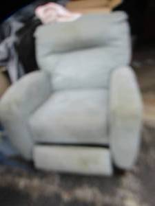 lot 55 image: light blue reclining chair needs steam cleaned