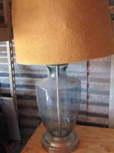 lot 104 image: clear glass bedside lamp with shade