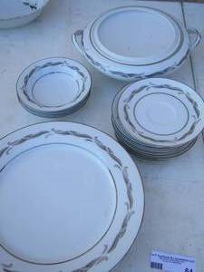 lot 64 image: Noritake China set, plates, bowls, sugar and creamer, covered casserole plus very nice