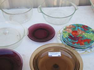 lot 84 image: casserole dishes- plates- plies