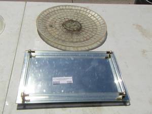lot 168 image: decorative tile platter- square glass tray