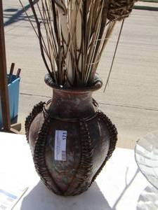 lot 171 image: large floor vase with fake plant- stick dcor
