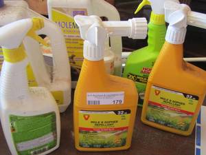 lot 179 image: mole repellant- various other lawn and weed chemicals