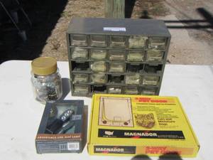 lot 251 image: 2 way pet door, screw organizer with various screws, bolts and more