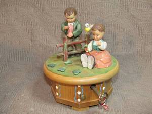 lot 145 image: Anri, Thorens Swiss movement Hand-carved Irish couple music box, made in Switzerland