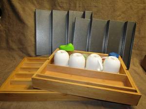 lot 200 image: Royal craft wood Kitchen drawer organizers and step-up spice rack and more
