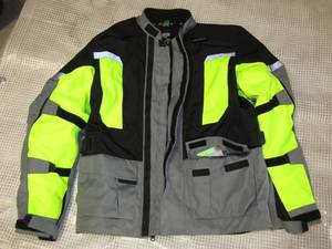 lot 208 image: Knox First Gear waterproof Mens riding jacket Lg. and Woneel leather riding gloves
