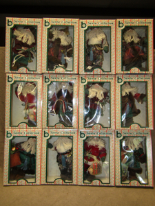 lot 226 image: Brinns fabric Santa dolls in original box, 12 total