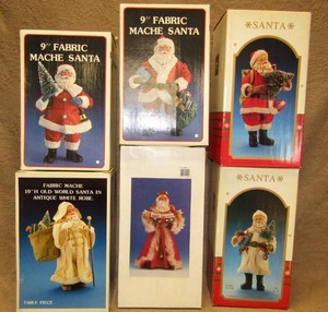 lot 231 image: Fabric Mache Santas in original boxes, 6 total
