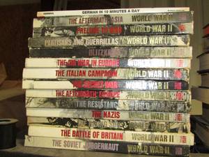 lot 233 image: Time Life World War 2 history book set and German in 10 minutes a day book
