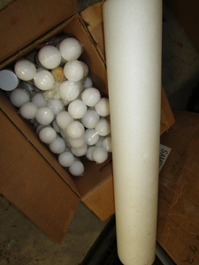 lot 239 image: Styrofoam craft balls and long Styrofoam cylinder