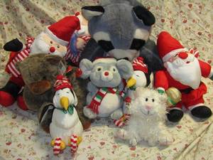 lot 245 image: Assortment of stuffed christmas animals