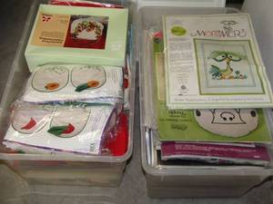 lot 304 image: Lg. Assortment Crewel Embroidery Kits