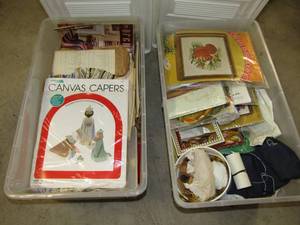 lot 308 image: Lg. collection Embroidery Kits and sewing materials