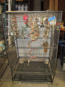 lot 320 image: Bird cage with toys-12 inch bars