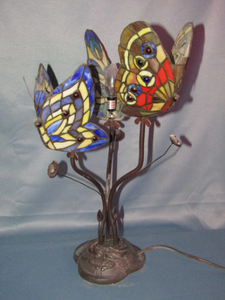 lot 324 image: Very unique Stain glass butterfly lamp