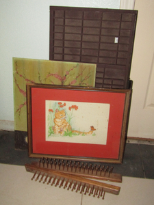 lot 346 image: Misc pictures, tie racks and large memory box