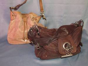 lot 405 image: 100% leather Designer purses, 2 total
