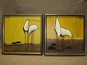 lot 410 image: Robert McCaine signed framed oil paintings, 2 total 16x16